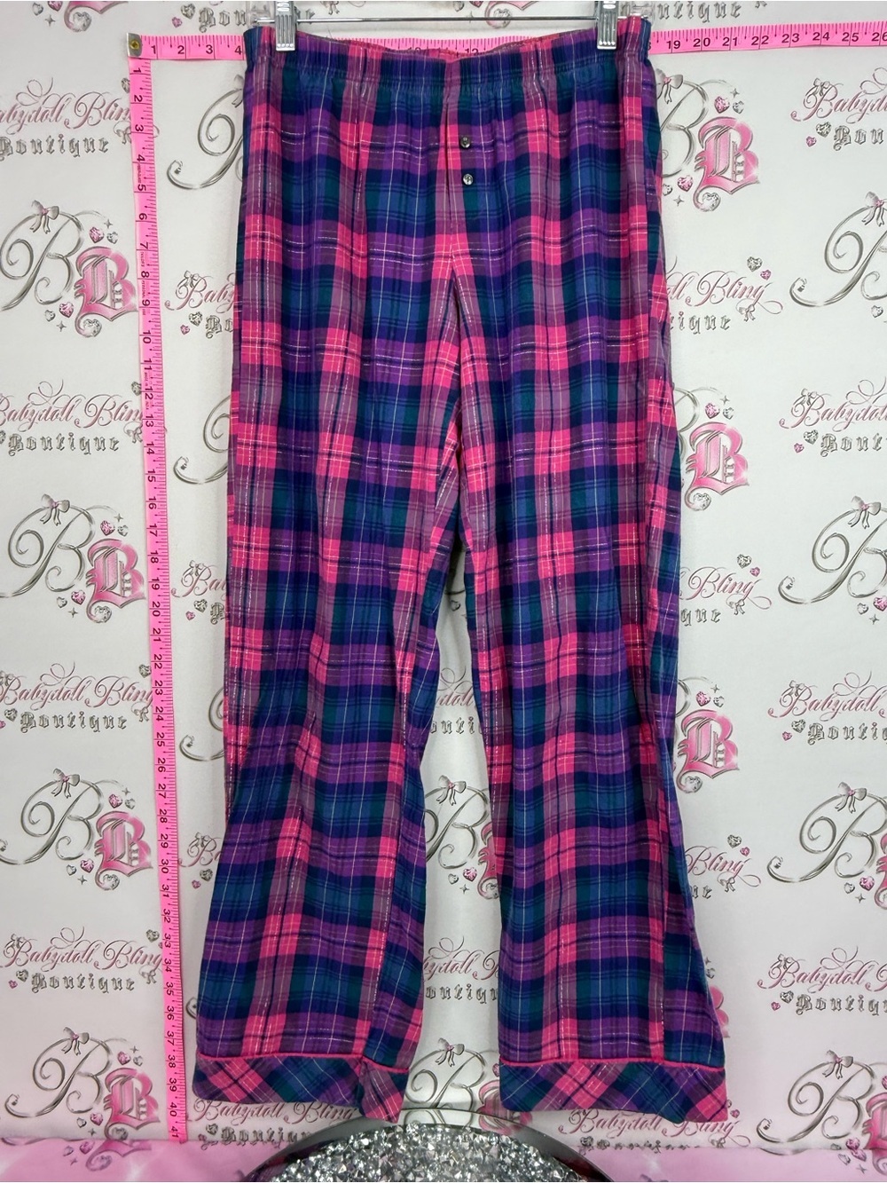 Victoria's Secret Pink and Blue Plaid pants Pajama Pants PJ